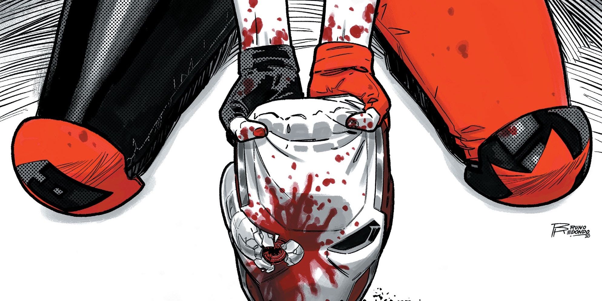 Harlet holding Deadshot's bloody mask in DC Comics