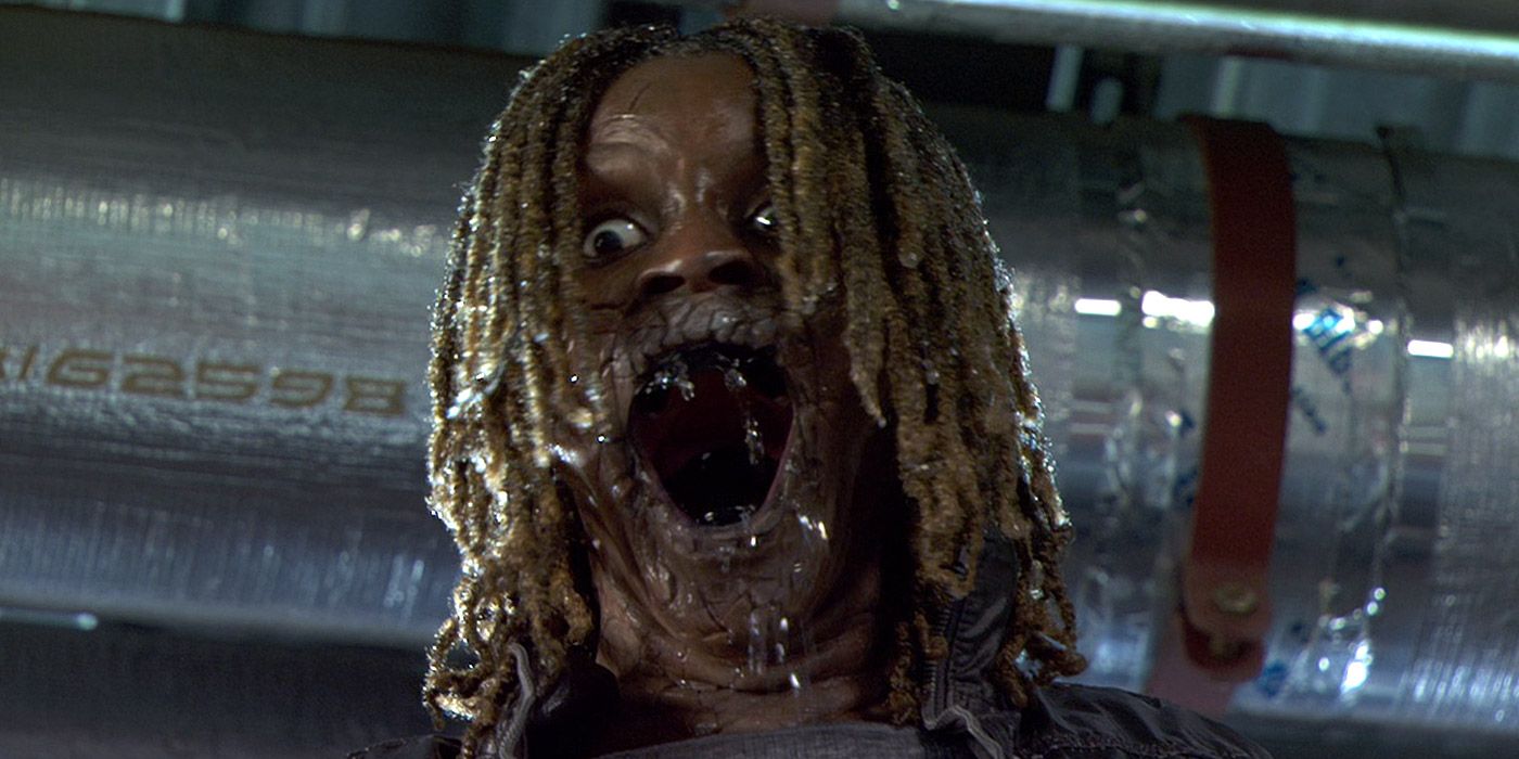 A water zombie screaming in Doctor Who: The Waters of Mars