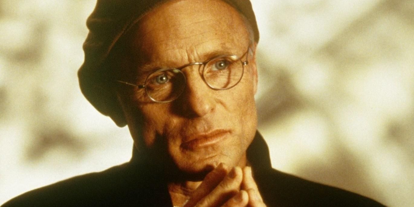 Ed Harris with the moon behind him in The Truman Show