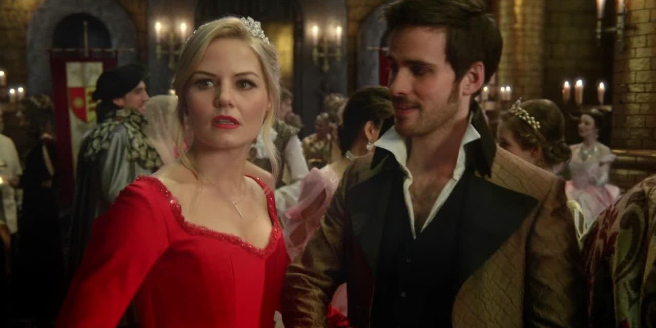 Emma and Hook attend a ball in the Enchanted Forest.