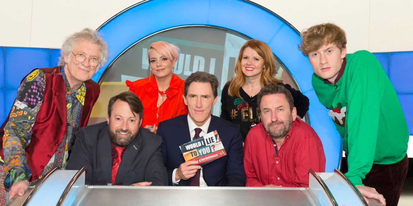 Hosts and contestants on set of Would I Lie To You