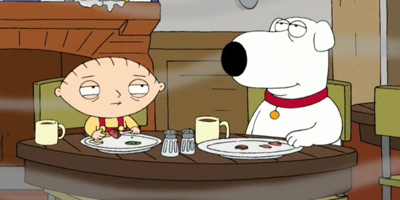 Screenshot of Stewie and Brian from Family Guy's Road To Europe episode