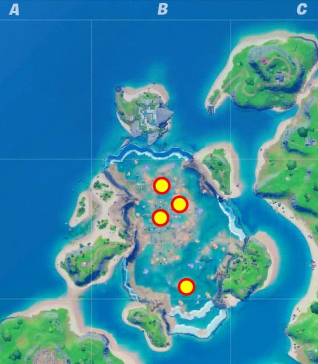 Floating Ring map locations at Coral Castle in Fortnite Season 4