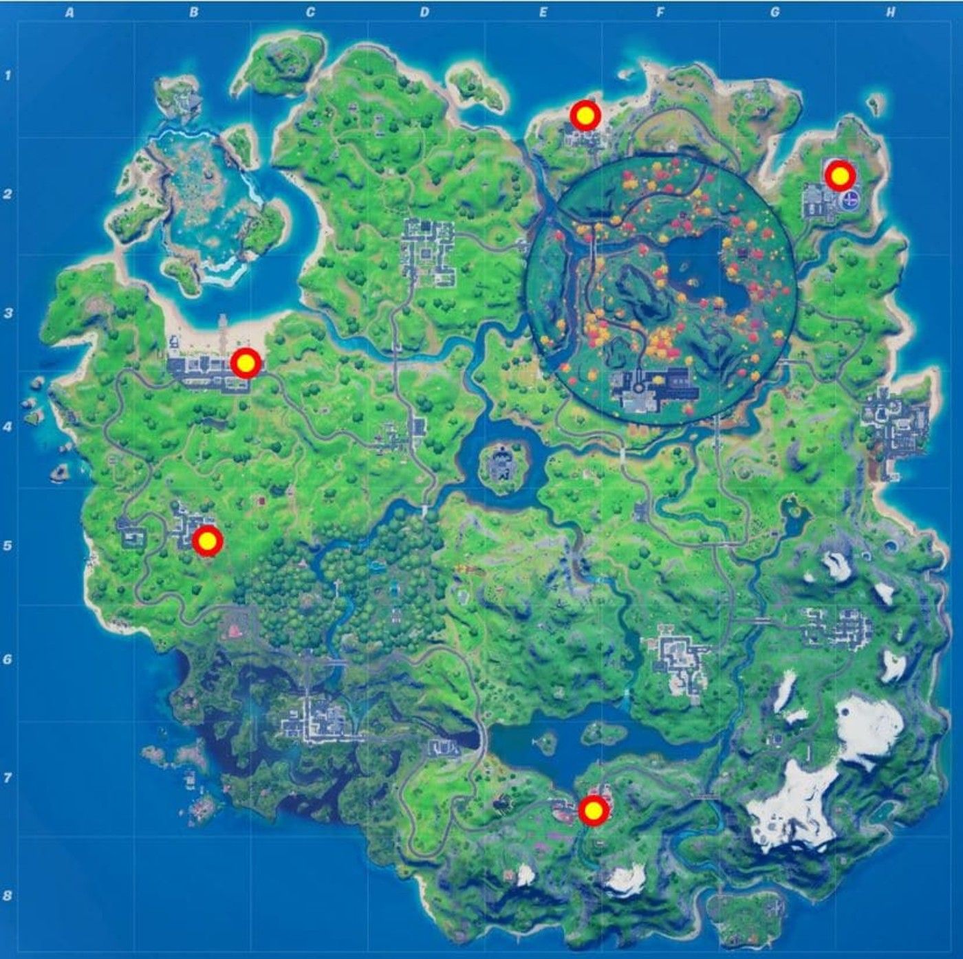 Map locations of all Gnome Traps in Fortnite Season 4