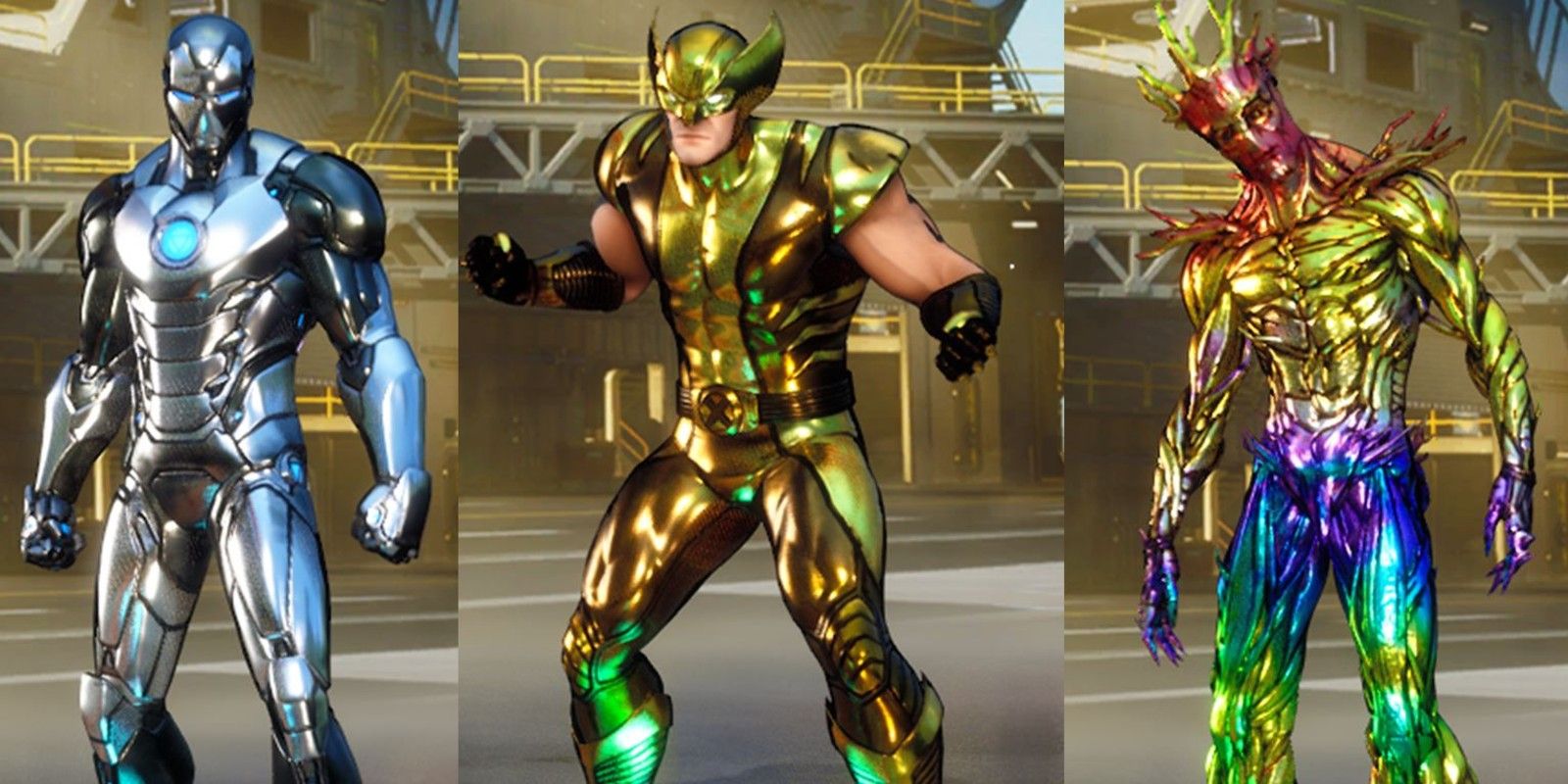 Fortnite Season 4 has three skin variants for each superhero. The Iron Man suit in silver, the Wolverine costume in Gold, and the Groot costume in Holo Foil.