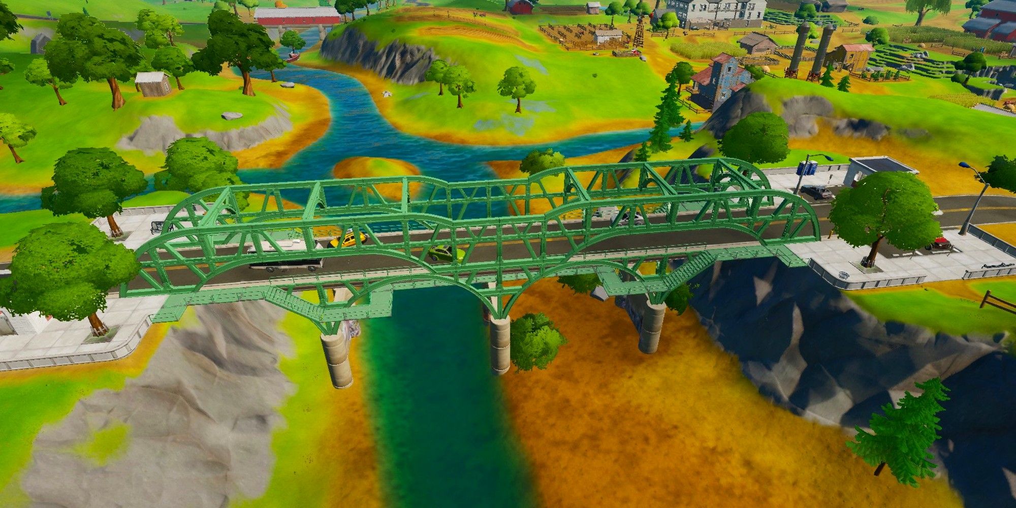 The green bridge over the river in Fortnite