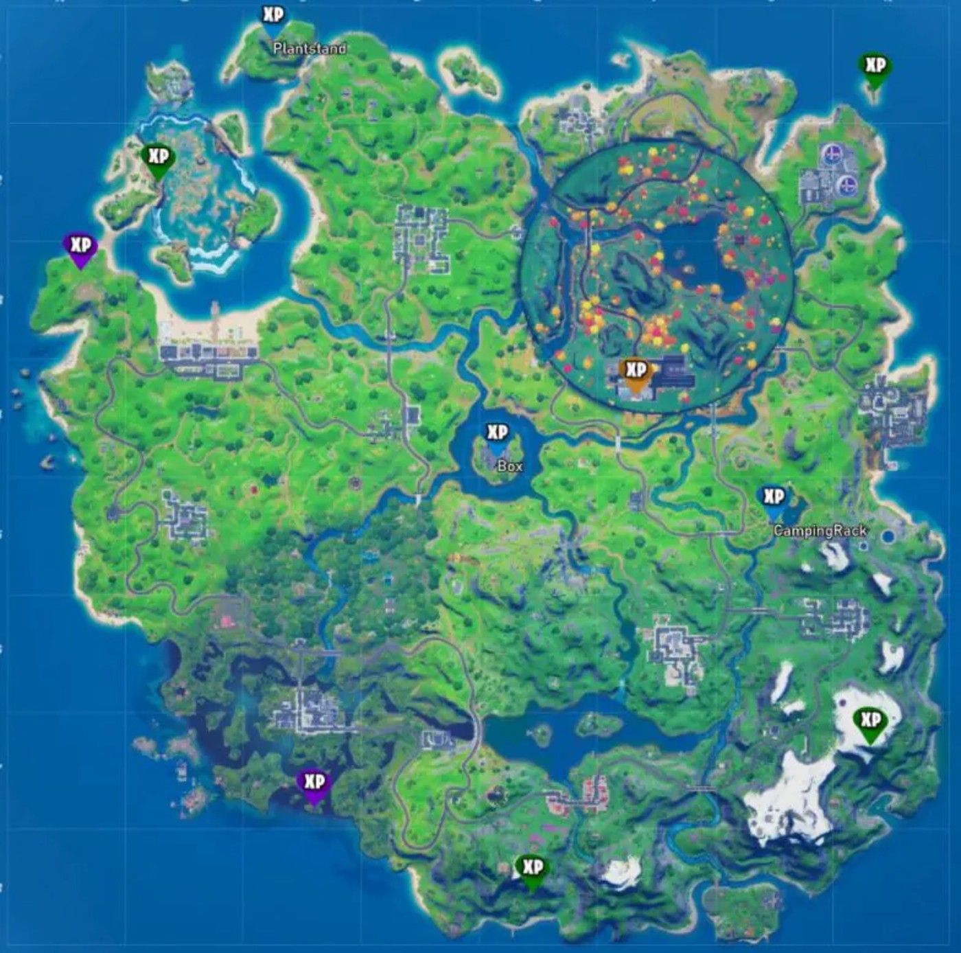 Map locations of all Fortnite Season 4 Week 4 XP Coins