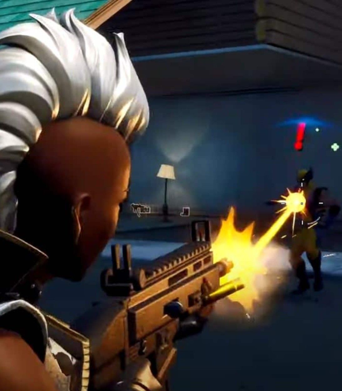 A player in the Storm skin eliminates Wolverine in Fortnite Season 4