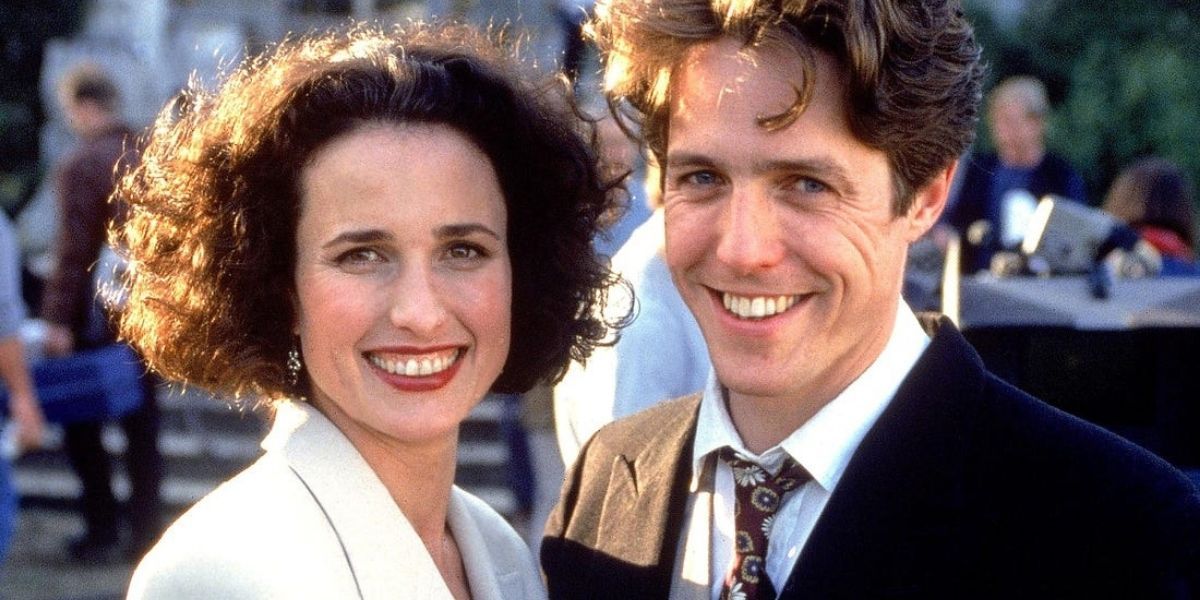 Hugh Grant and Andie MacDowell in Four Weddings And A Funeral (1994)