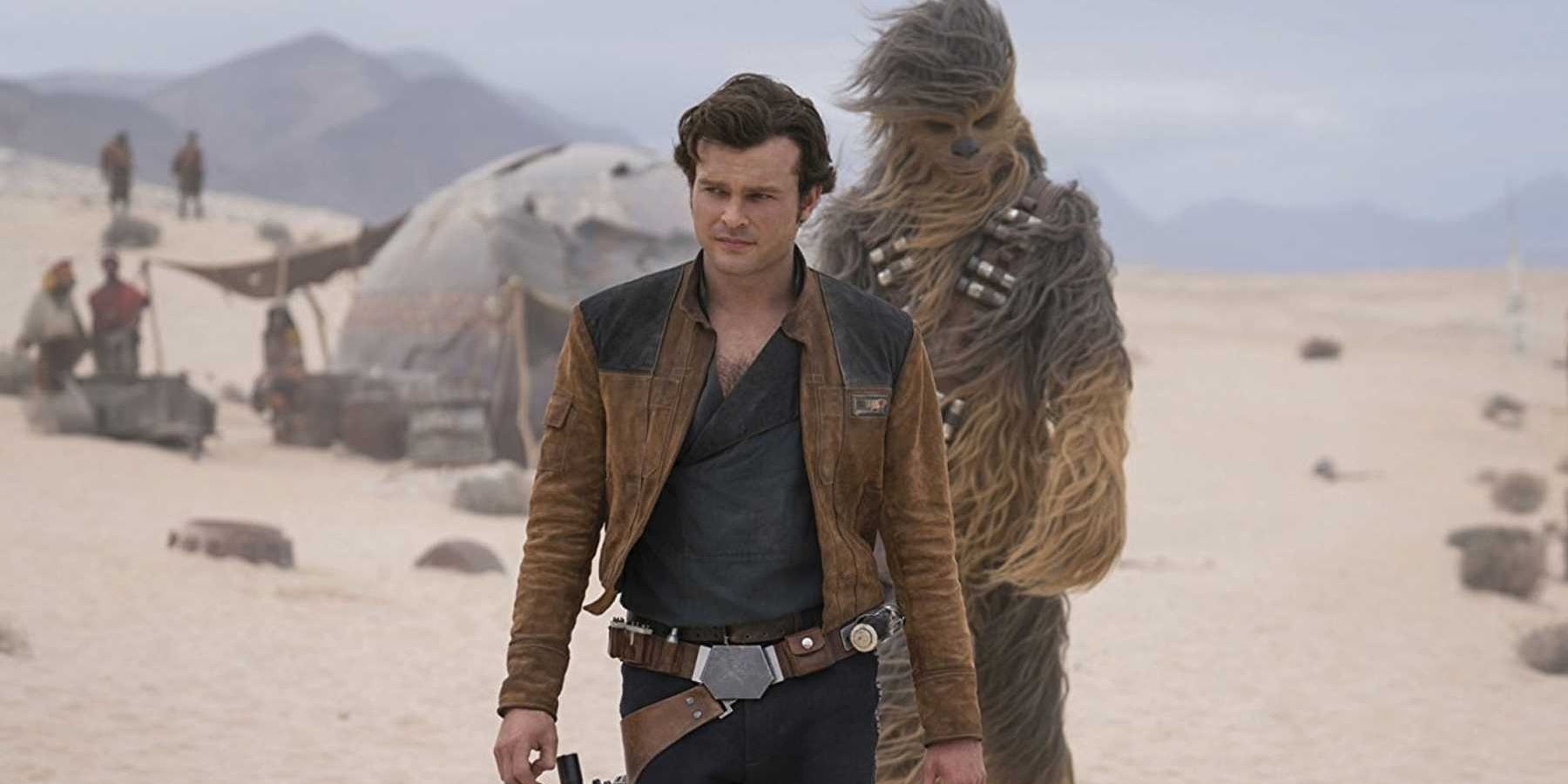 Han and Chewie walk through the desert in Solo A Star Wars Story