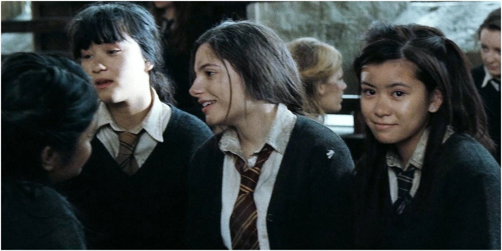 A screenshot of Cho Chang looking at Harry in Harry Potter and the Deathly Hallows Part 2