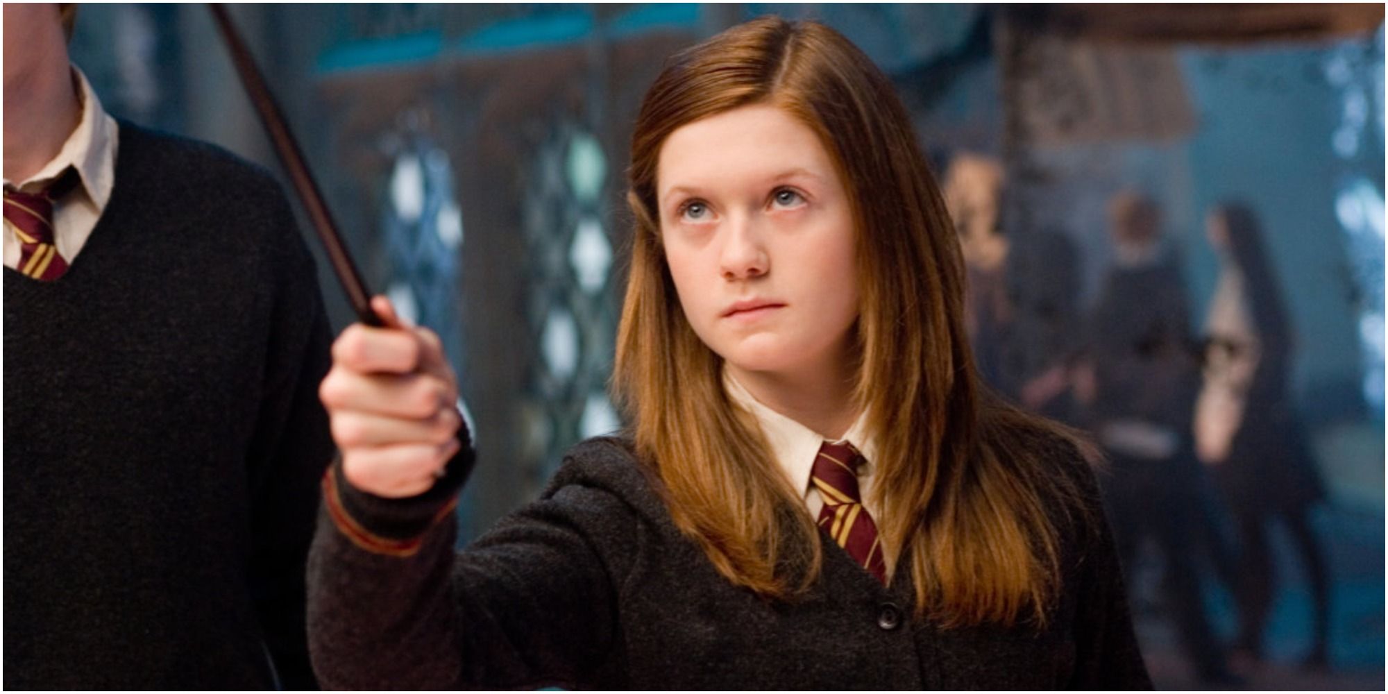 A screenshot of Ginny practicing a spell in Harry Potter and the Order of the Phoenix