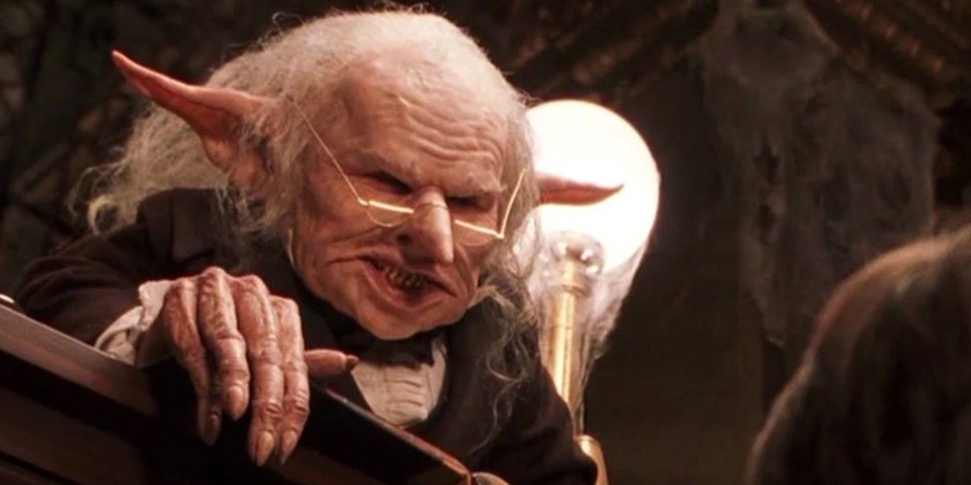A goblin at Gringotts in Harry Potter 