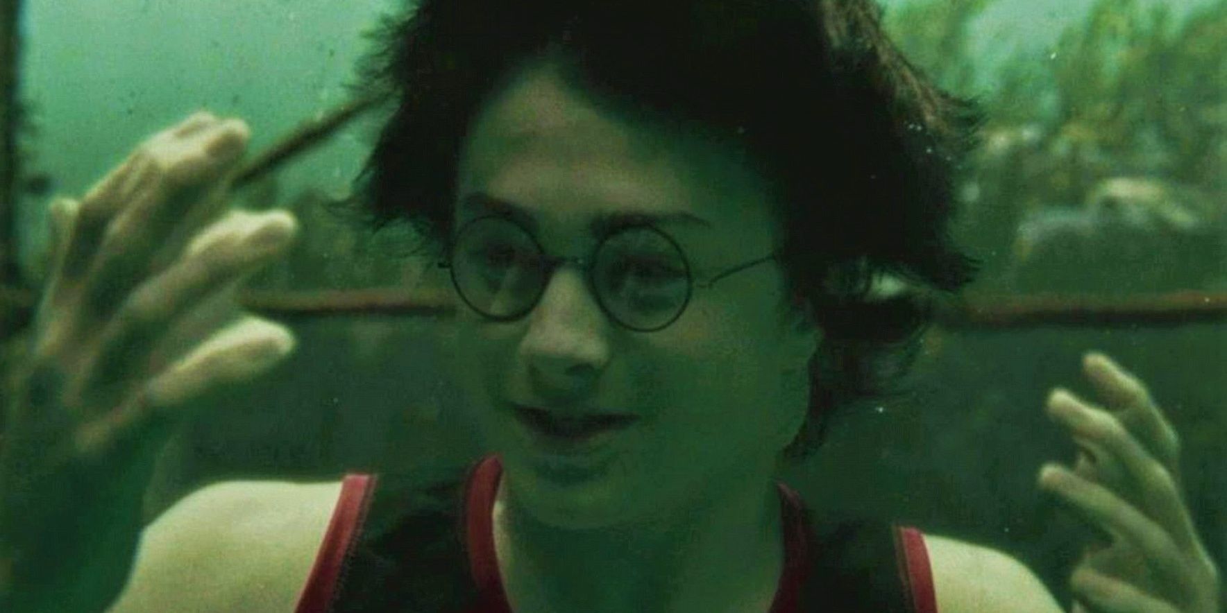 Harry swimming in the black lake in Goblet of Fire
