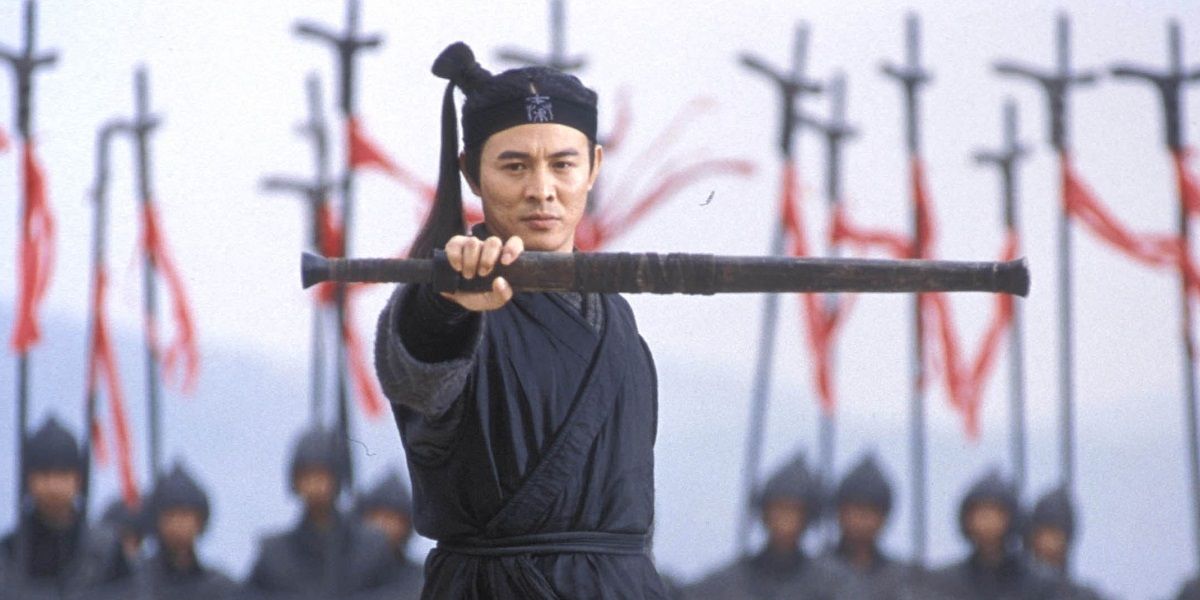 Jet Li holding a sword in Hero