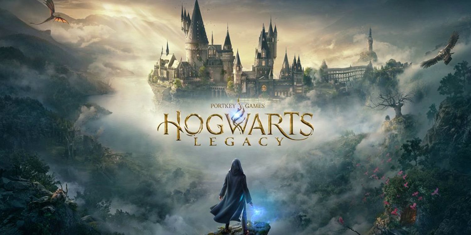 Hogwarts Legacy promo art featuring a student wizard gazing upon the wizarding school.