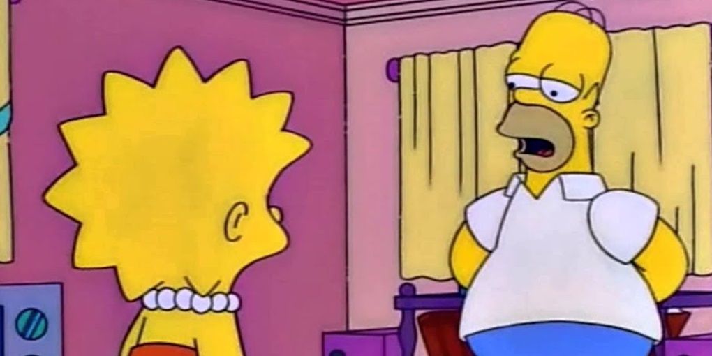 Homer talking to Lisa Simpson.