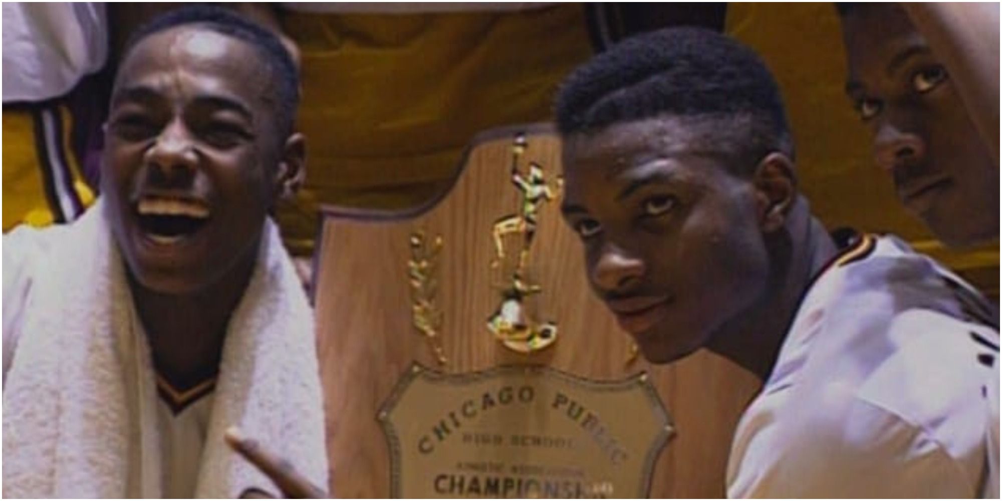 A screenshot of William Gates and Arthur Agee from Hoop Dreams