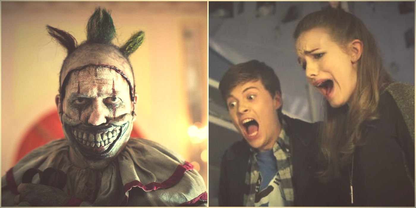 twisty the clown next to screaming kids from Scream show