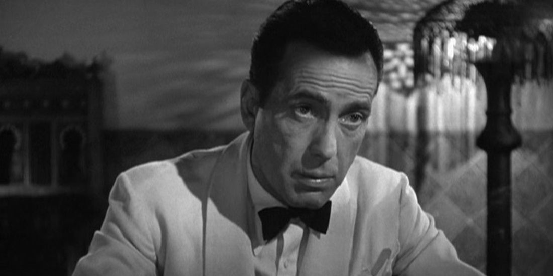 Humphrey Bogart sitting in a bar in Casablanca