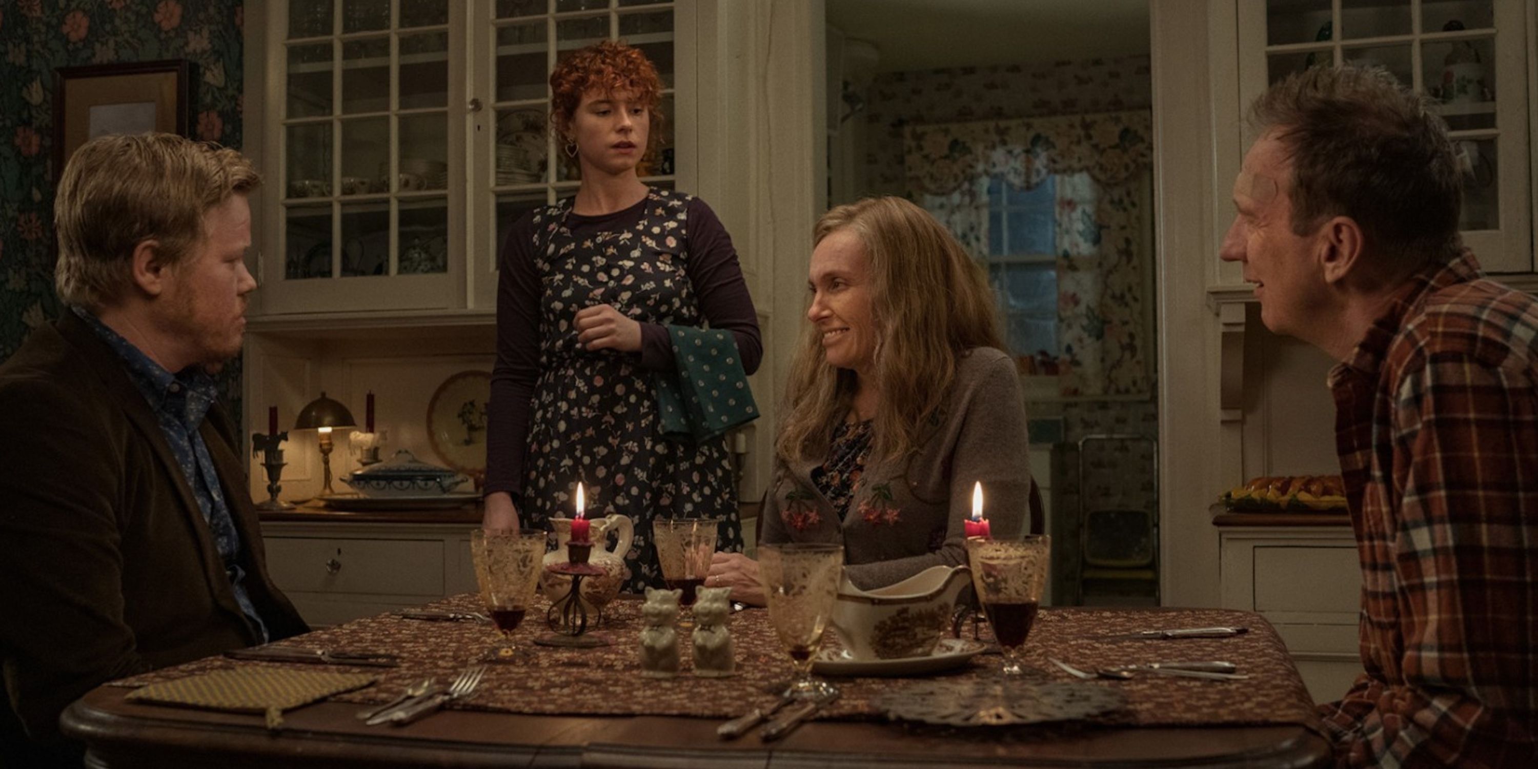 Jesse Plemons, Jessie Buckley, Toni Collette, and David Thewlis in I&rsquo;m Thinking of Ending Things on Netflix