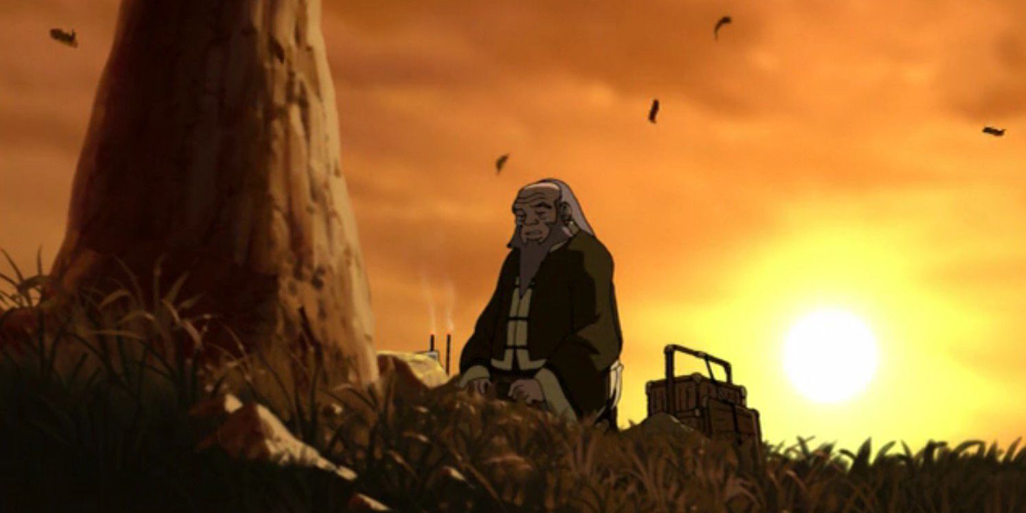 Iroh grieving his son under a tree in Avatar: The Last Airbender