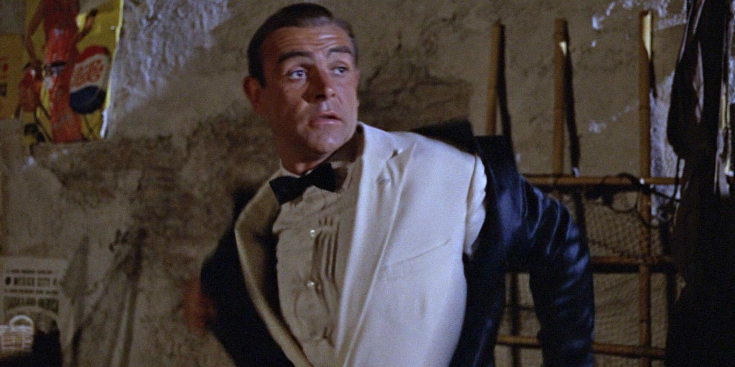 James Bond takes his disguise off in the opening scene of Goldfinger.