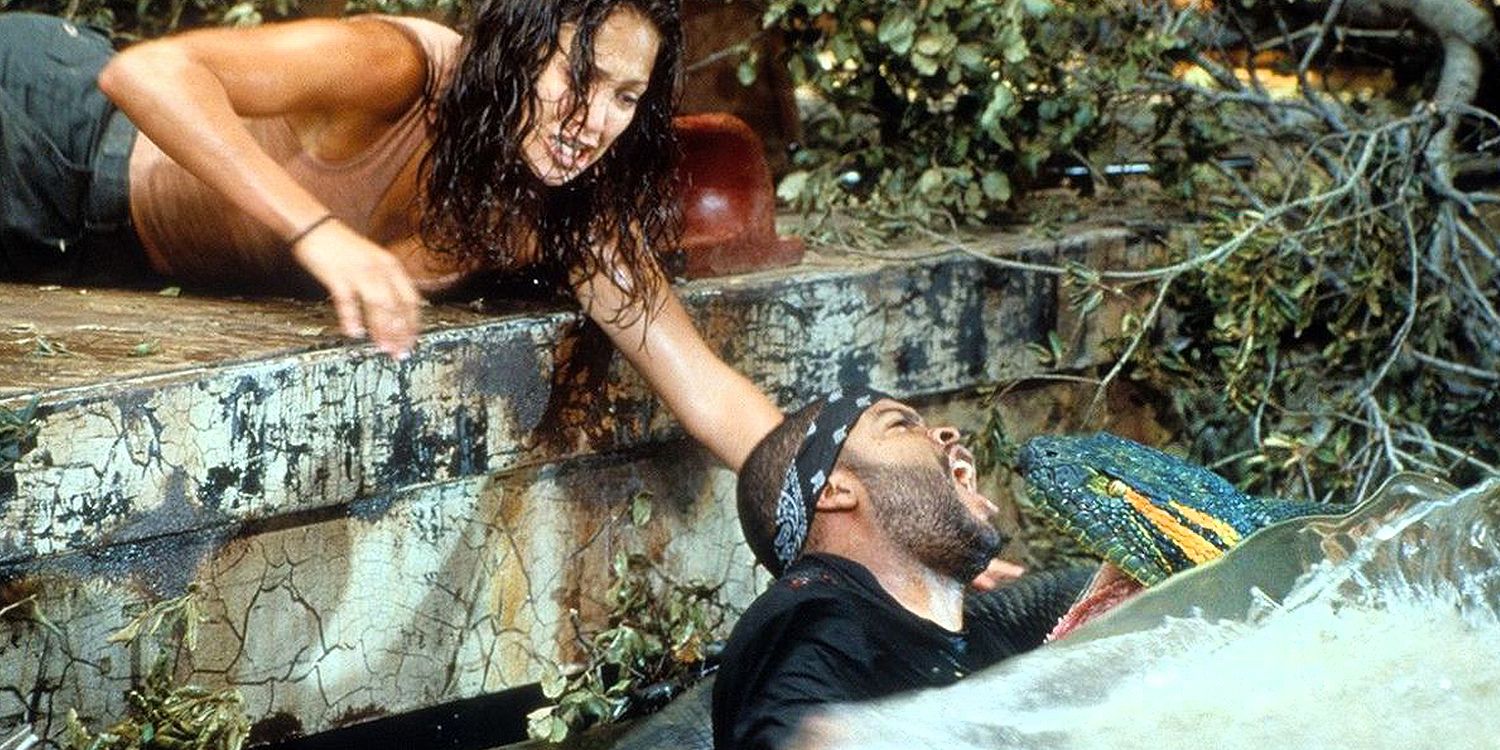 Jennifer Lopez saves Ice Cube from a snake in Anaconda 1997