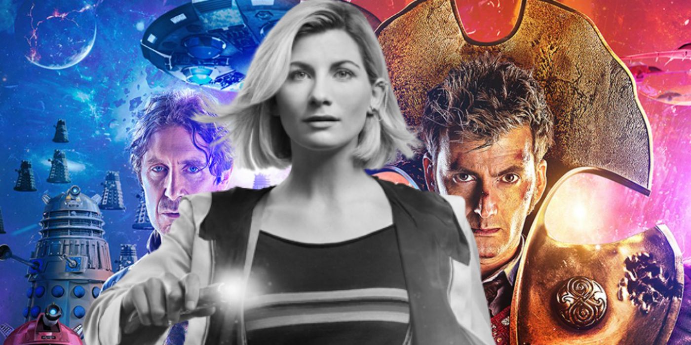 Jodie Whittaker in Doctor Who and David Tennant and Paul McGann in Time Lord Victorious