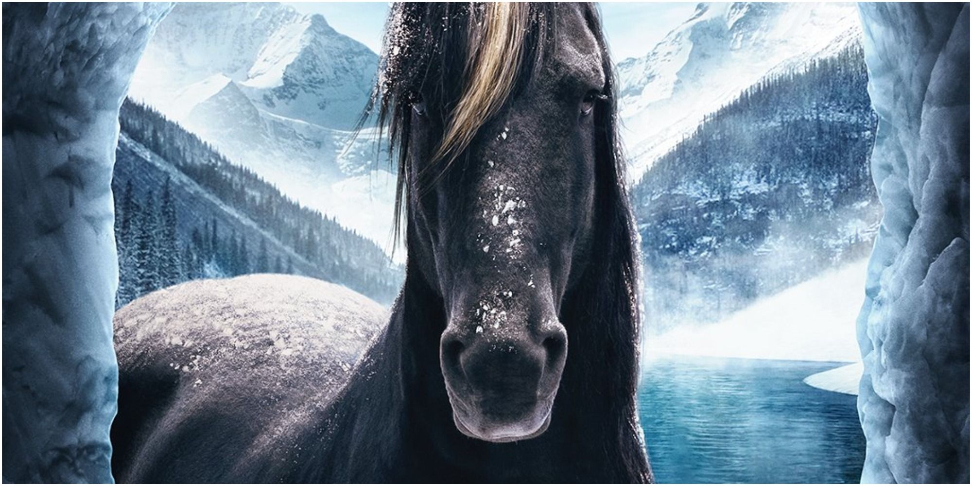 A screenshot of a promotional image of Cyclone the Horse from Jumanji: The Next Level