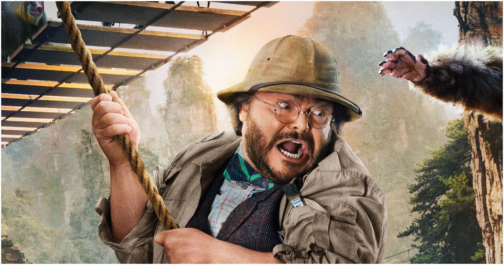 A screenshot of the promotional poster featuring Shelly Oberon from Jumanji: The Next Level