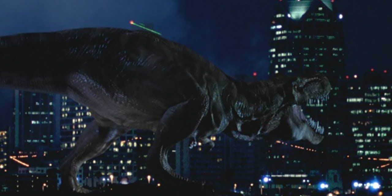 the T-rex roams around San Diego in The Lost World: Jurassic Park