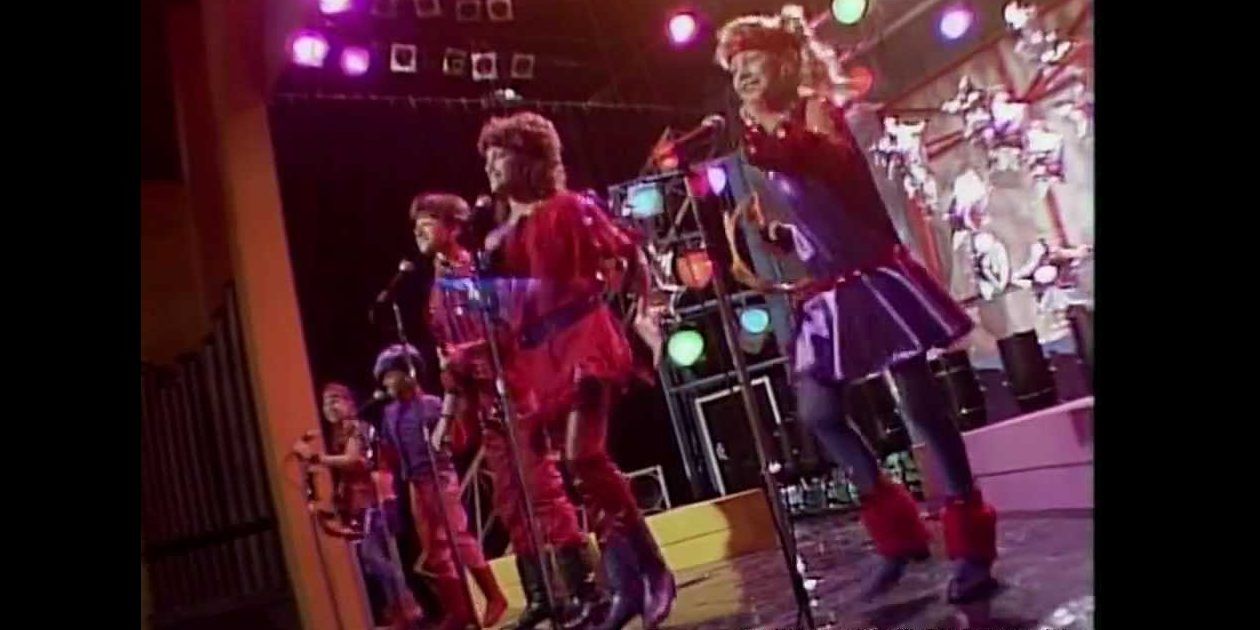 Still on stage-singing and dancing-Kids Incorporated