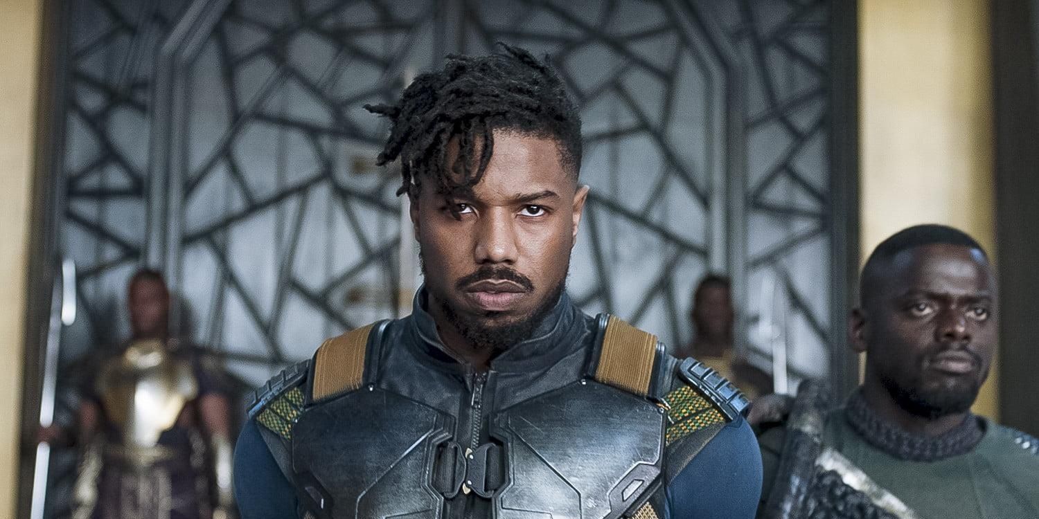 Killmonger enters the thrones room in Black Panther