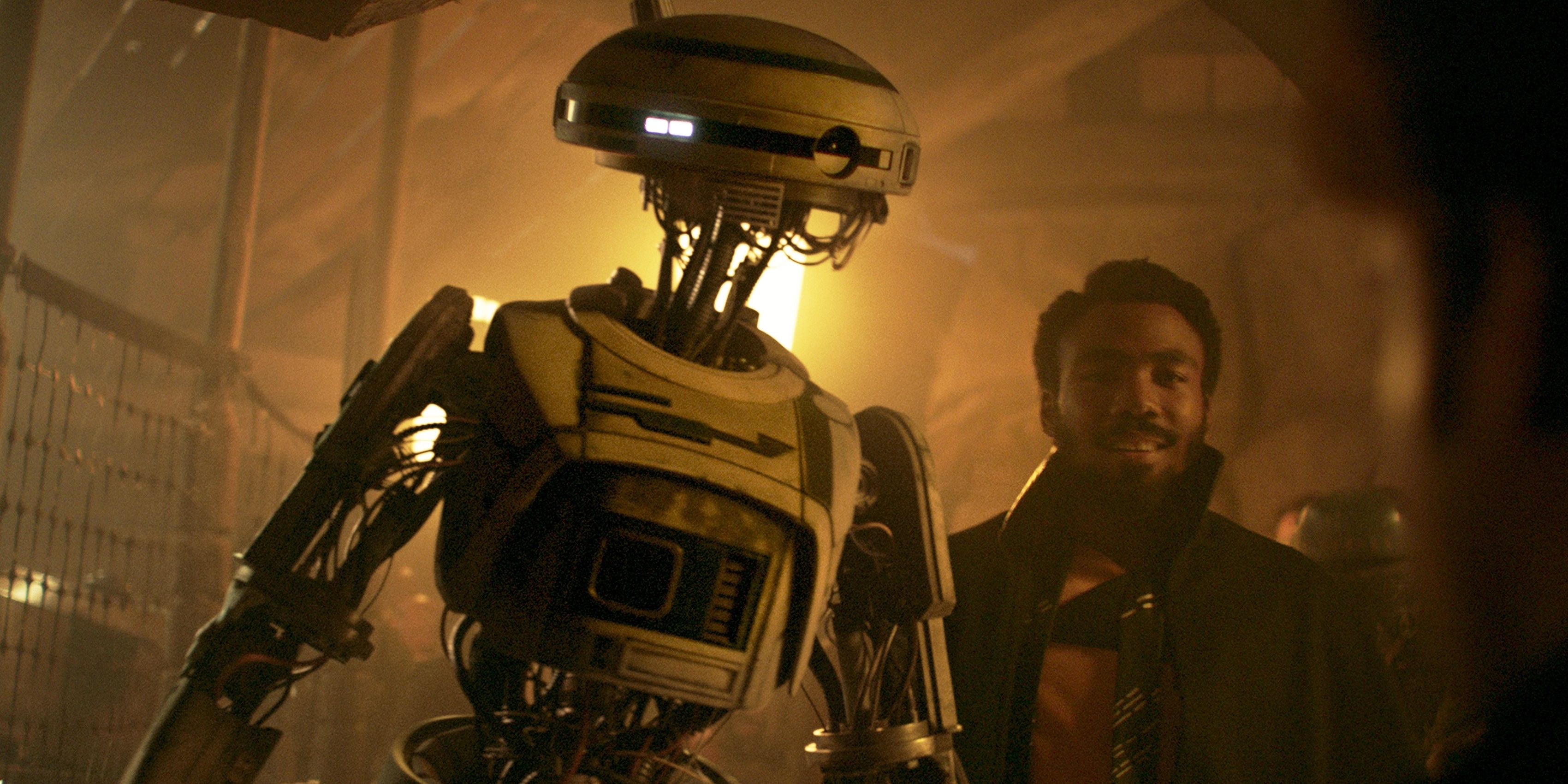 Lando Calrissian and L3-37 in Solo A Star Wars Story