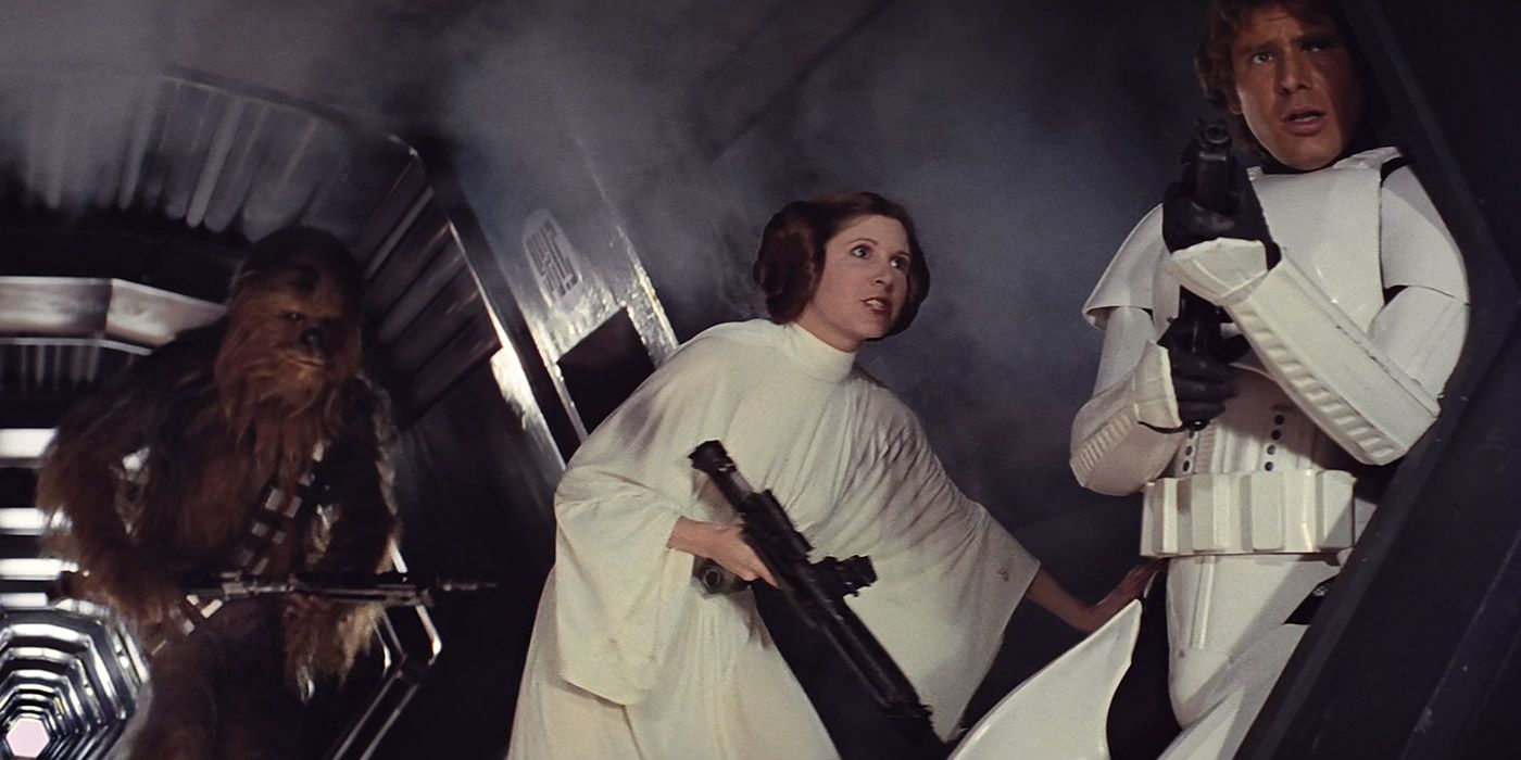 Leia orders Han to dive down a garbage chute in Star Wars: A New Hope