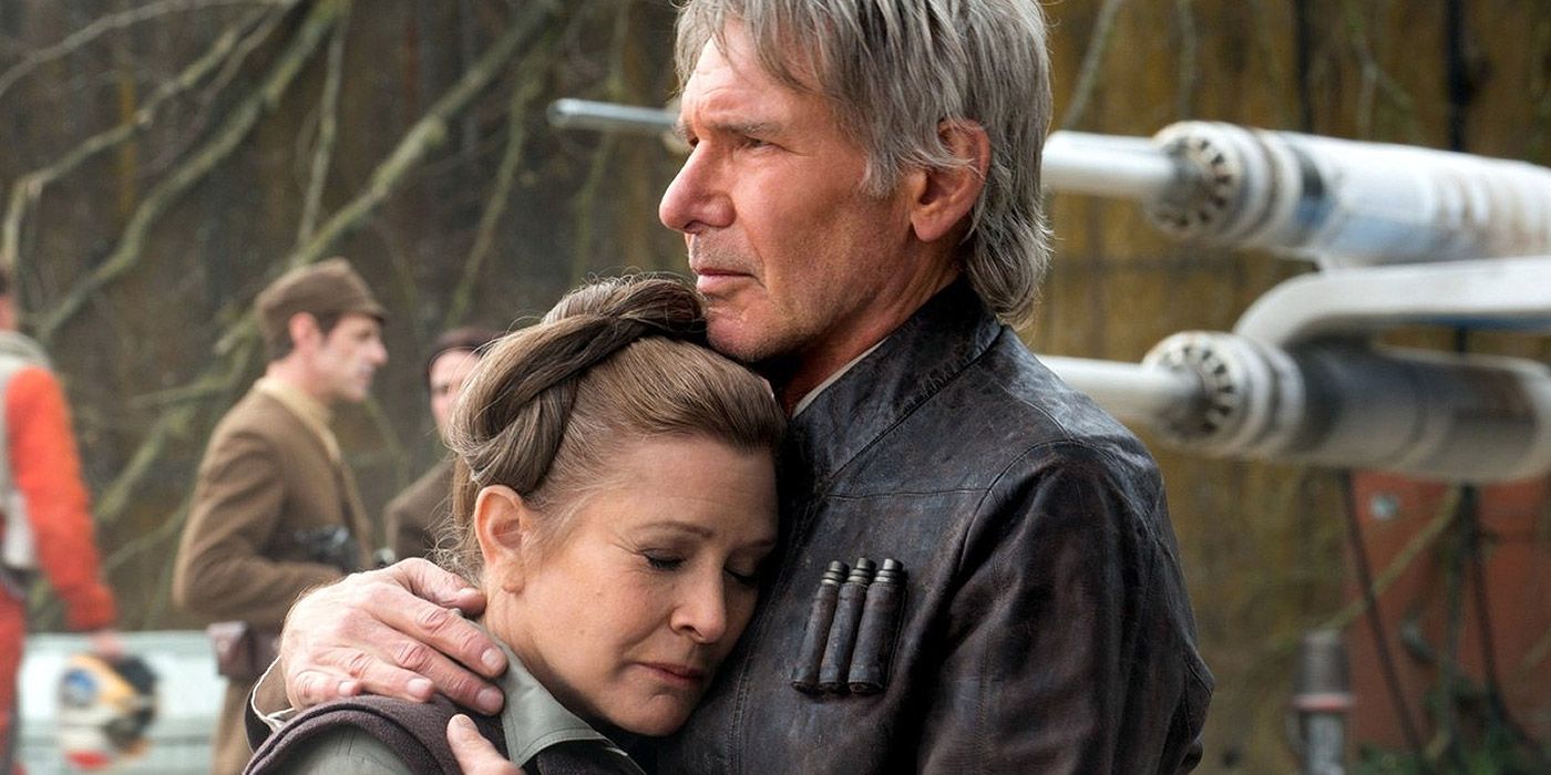 Han holds Leia for the last time in Star Wars: The Force Awakens