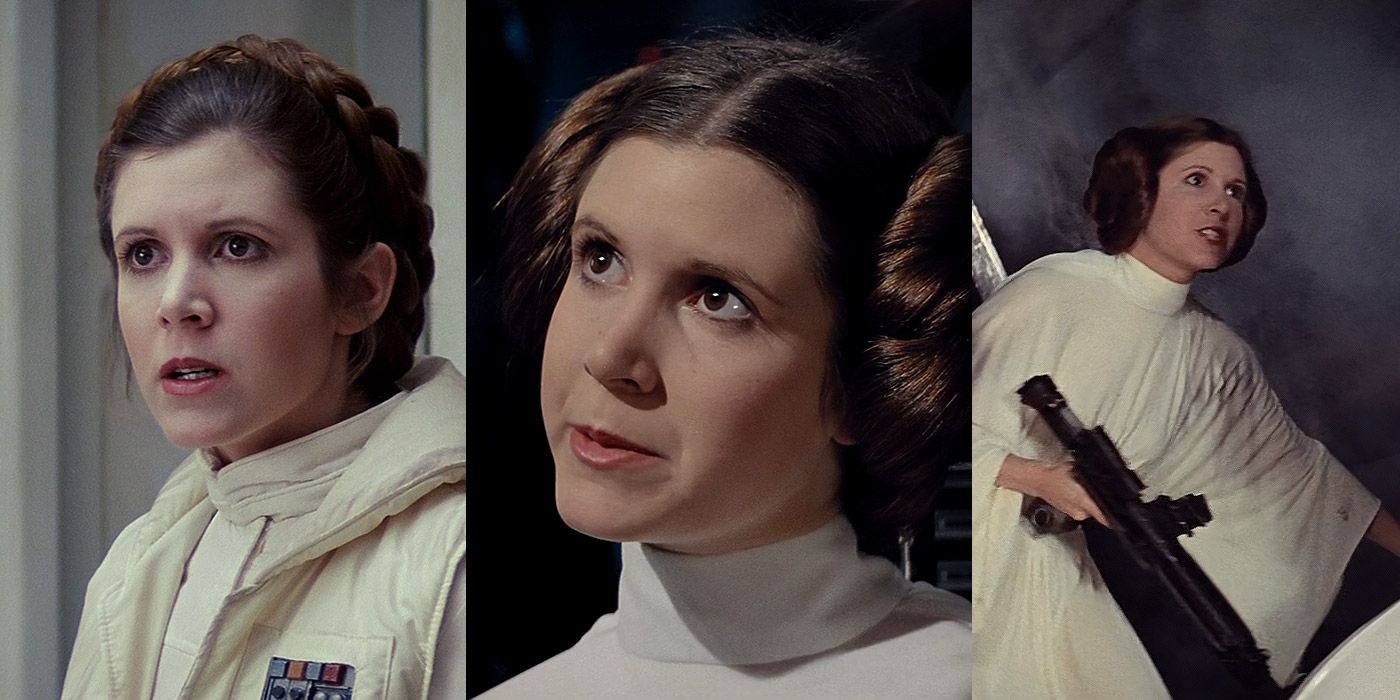 Split image of Princess Leia from Star Wars: A New Hope & The Empire Strikes Back