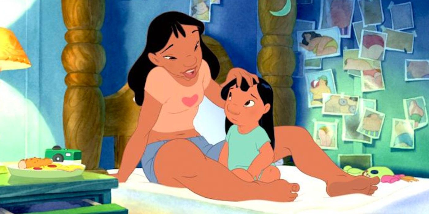 Lilo and Nani on the bed together in Lilo and Stitch (2002)