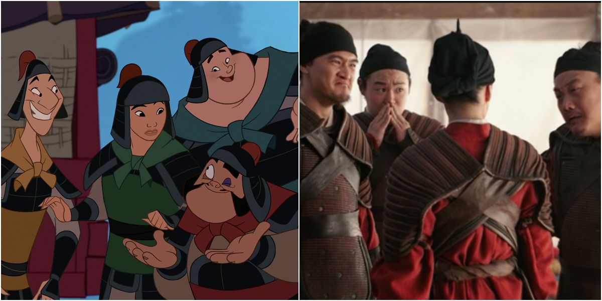 Ling, Yao And Chien-Po comparison between animated and live-action Mulan film