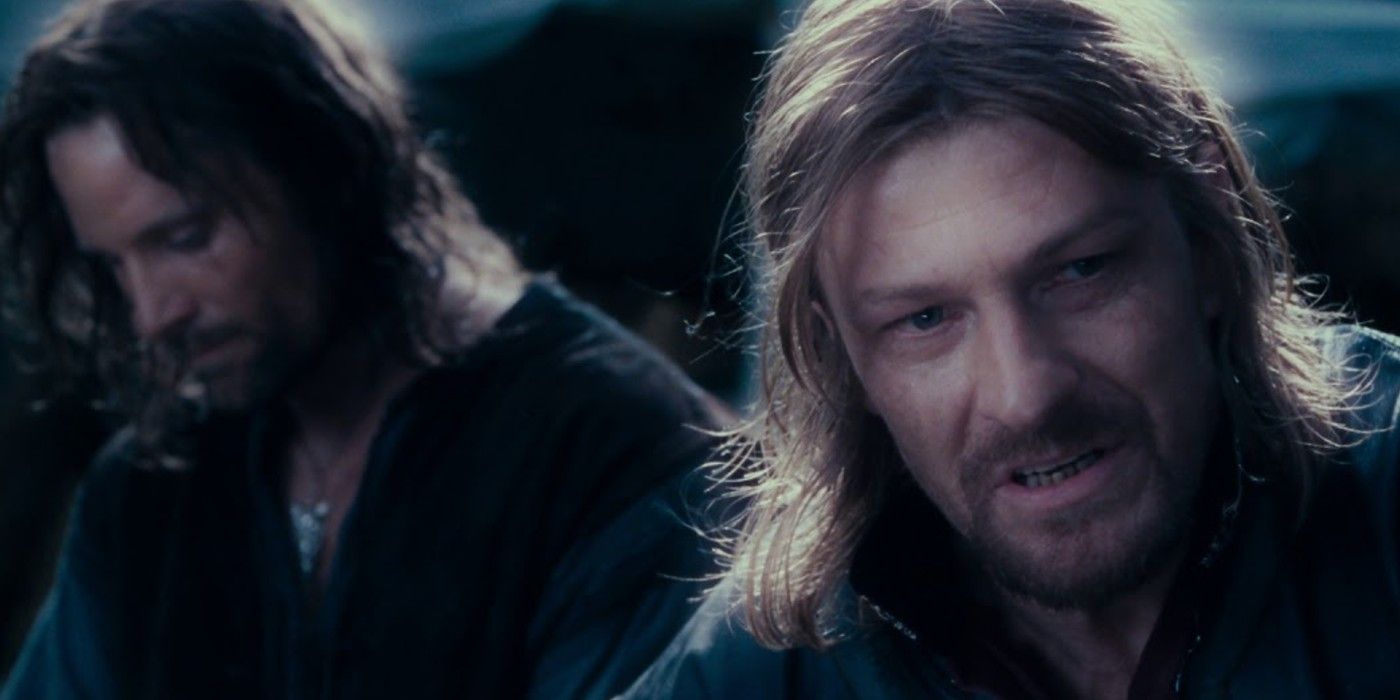 Sociedade do Senhor dos Anéis Aragorn e Boromir em Lothlórien