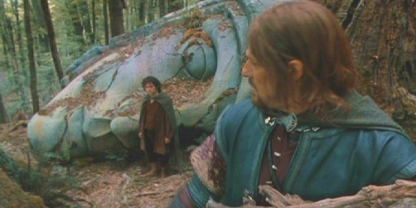 An image of Boromir talking with Frodo