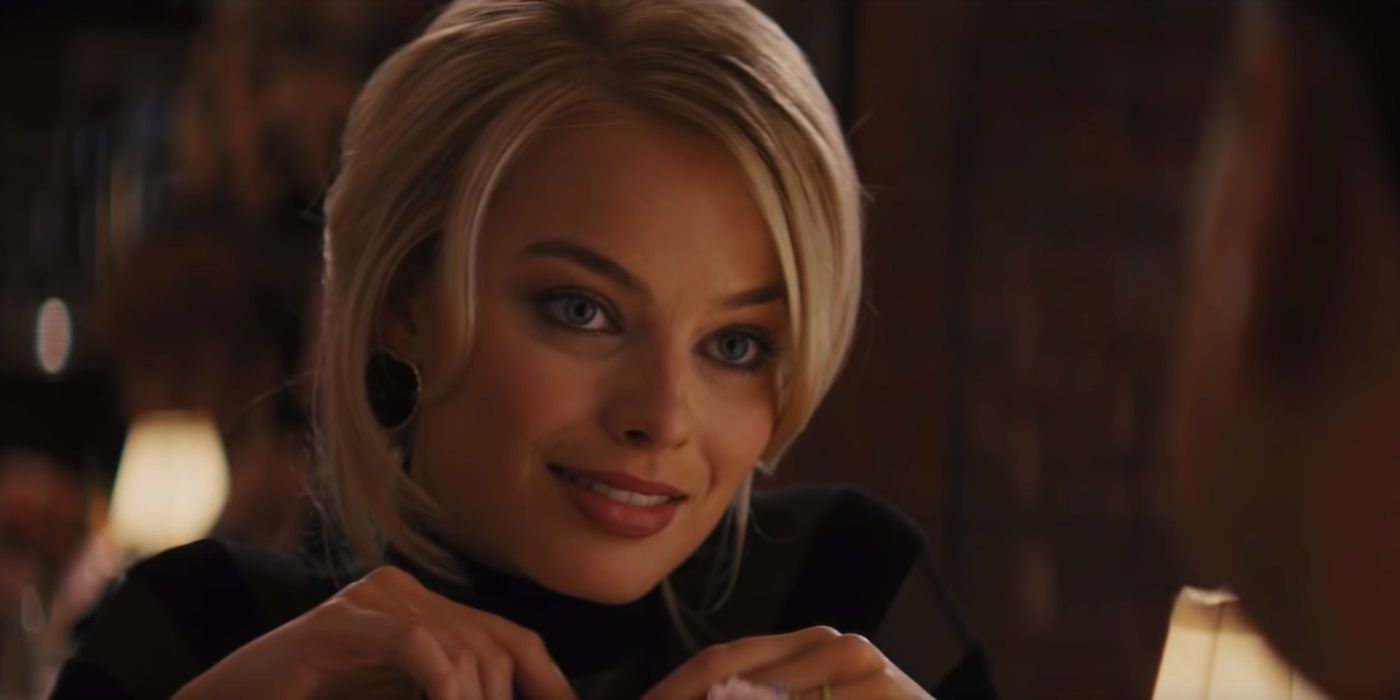 Margot Robbie in a restaurant in The Wolf of Wall Street