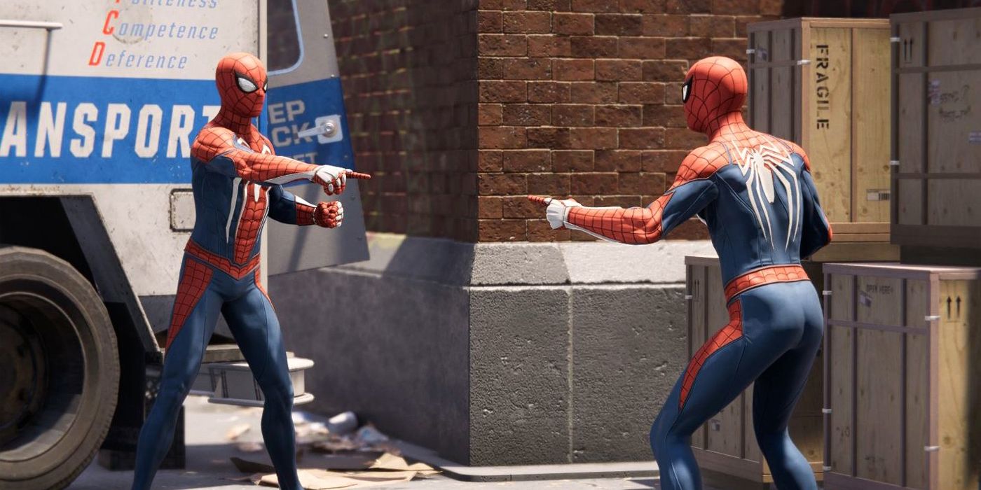 Marvel's Spider-Man Pointing At Spider-Man