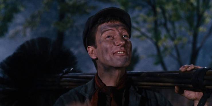 Dick Van Dyke als Bert in de Disneyfilm "Mary Poppins."