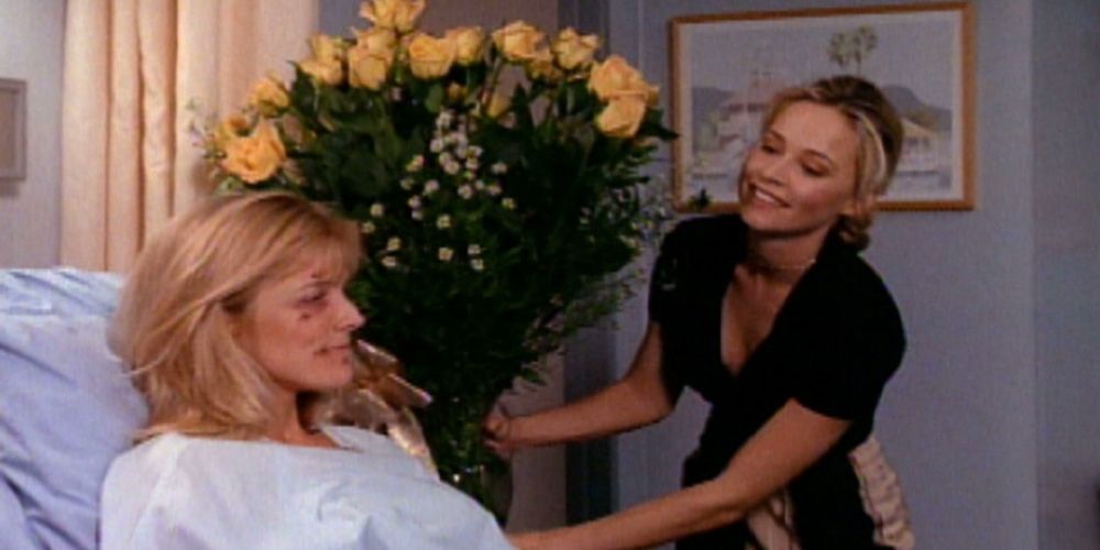 Jane visiting Alison in the hospital in Melrose Place