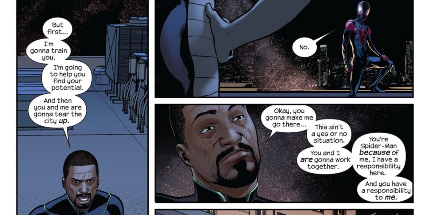 Miles Morales Uncle Aaron life lessons