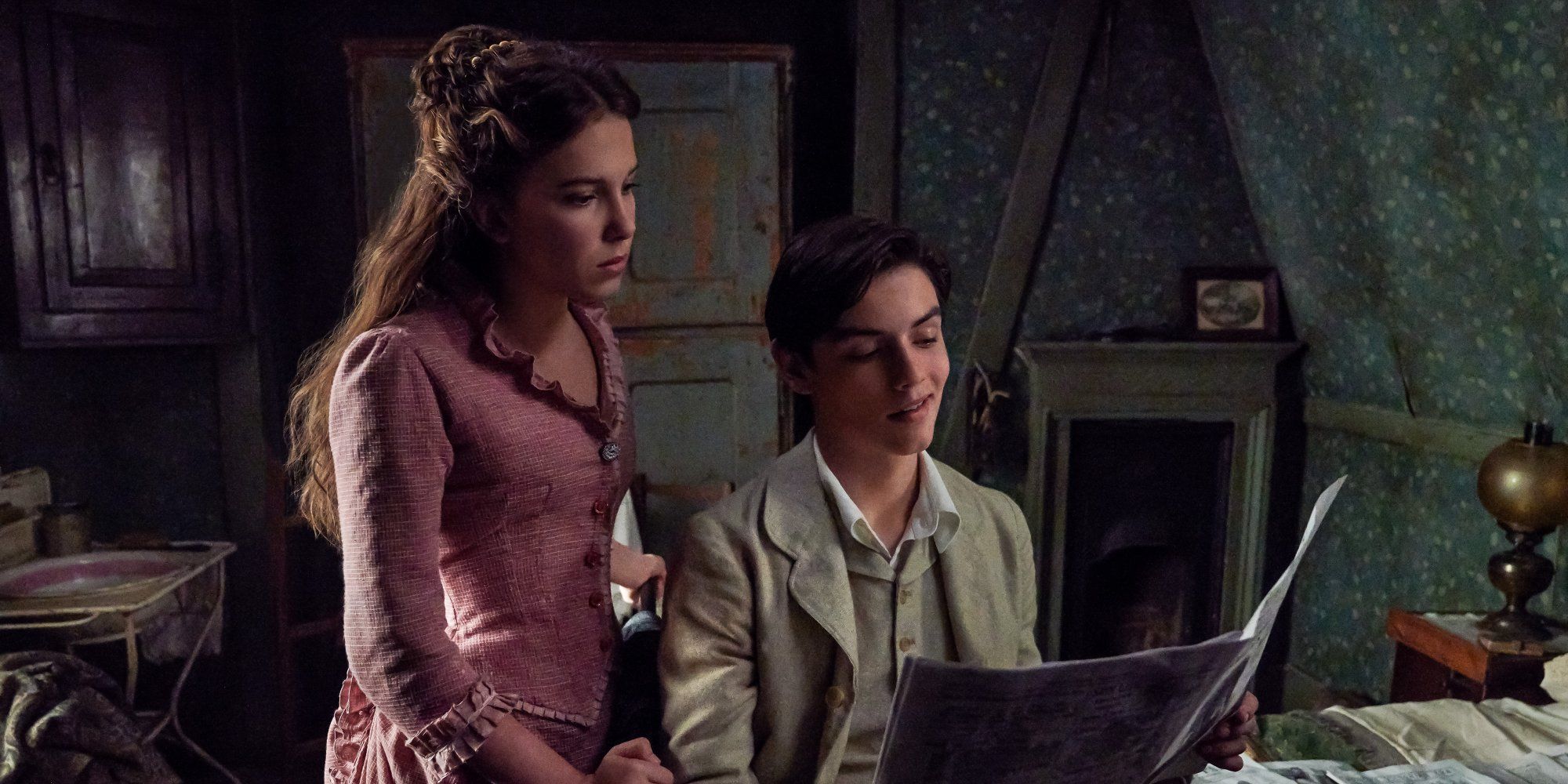 Millie Bobby Brown and Louis Partridge in Enola Holmes