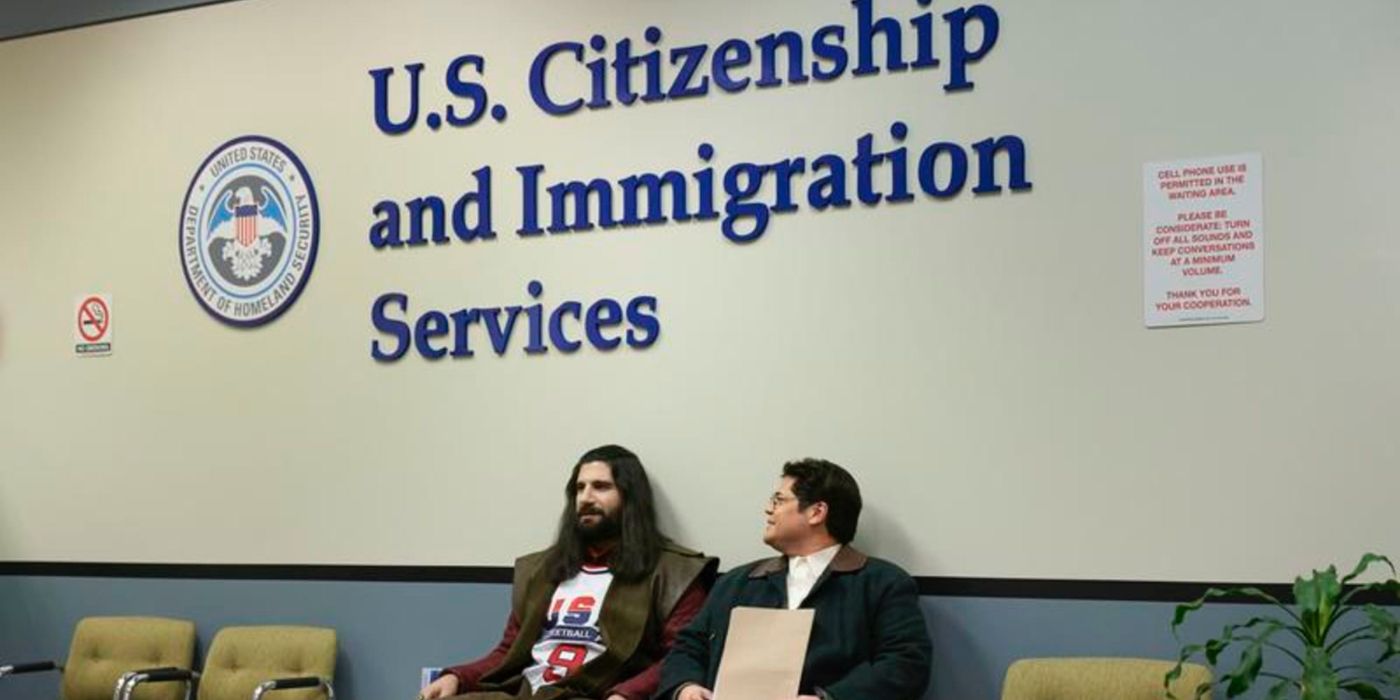 Nandor and Guillermo wait for Nandor to take his citizenship test in What We Do In The Shadows