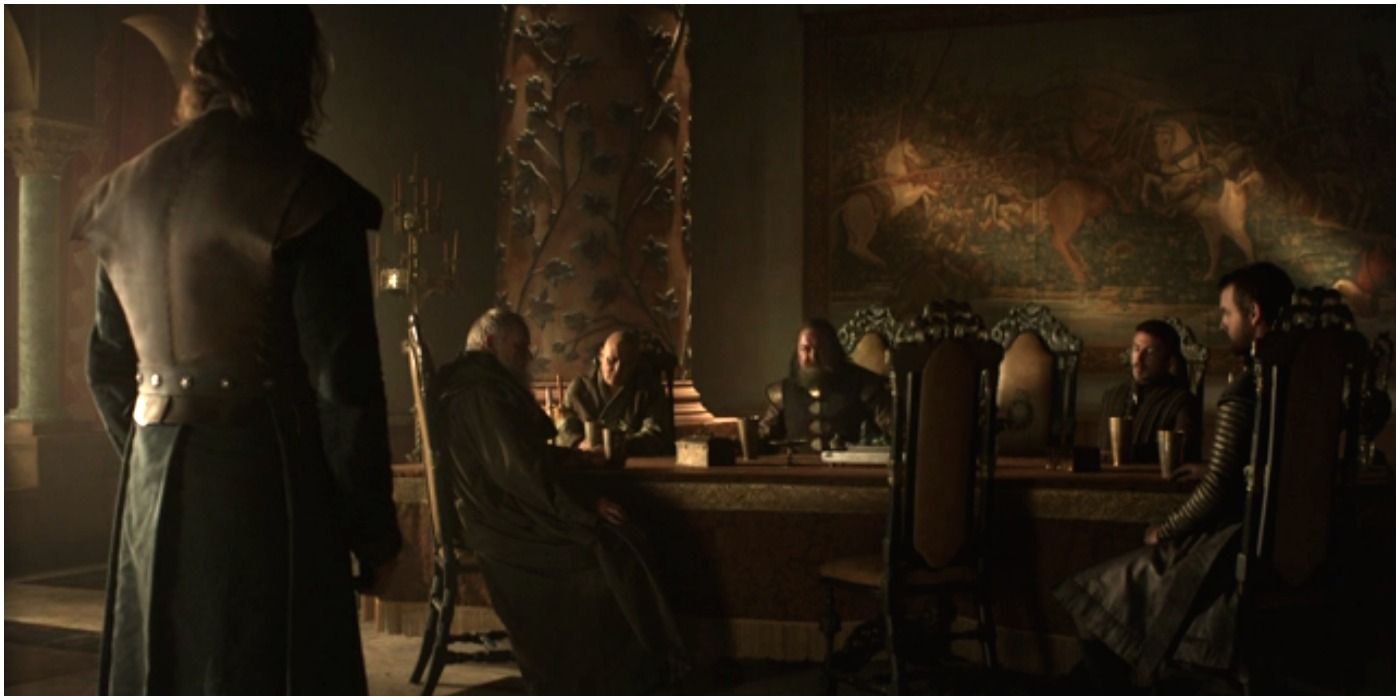 Ned Stark argues with Robert Baratheon and the Small Council on Game of Thrones